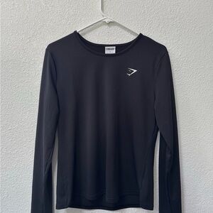 Gymshark Black Long Sleeve Training Top Small Logo Athletic Shirt S